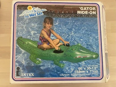Vintage Gator Ride-On Pool Float Toy 1991 Intex The Wet Set Inflatable 66" - Image 1 of 2
