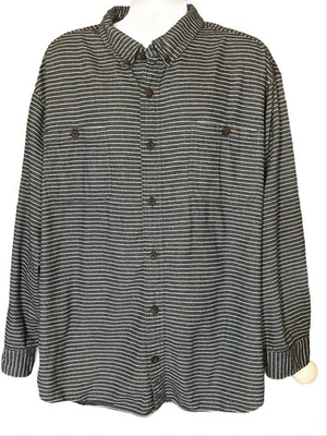 Duluth Trading Co Denim Work Shirt Sz 4XL Blue White Stripe Long Sleeve - Image 1 of 4