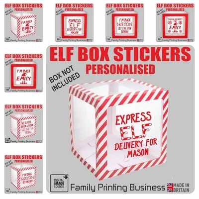 ELF ARRIVAL STICKERS - Personalised - ELF BOX - BALLOONS - SHELF - Christmas Elf - Image 1 of 4