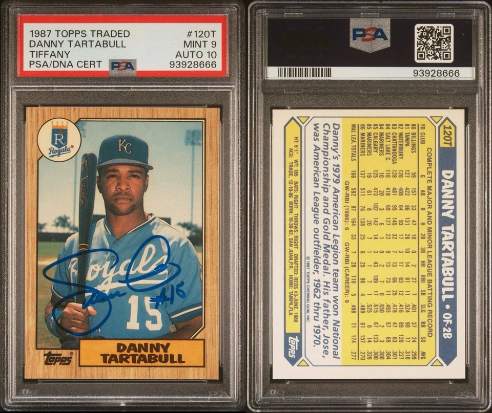 1987 Topps Traded Tiffany Danny Tartabull Auto #120T PSA 9 / 10 Autograph Royals - Image 1 of 1