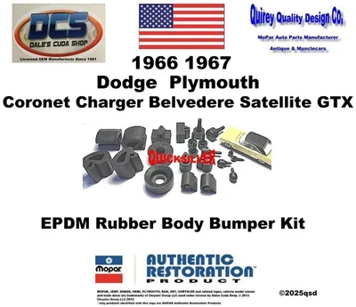 Kit de parachoques de goma para carrocería Coronet R/T 1966 1967 Satellite GTX Charger MoPar EE. UU. Foto 1 de 2