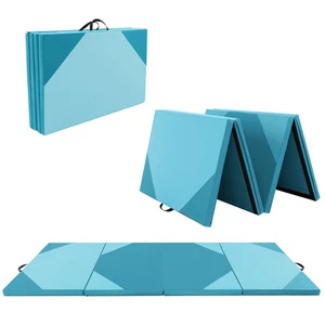 4-Panel Folding Exercise Mat w/Loop Fasteners Carrying Handles for Gymnastics - Picture 1 of 10