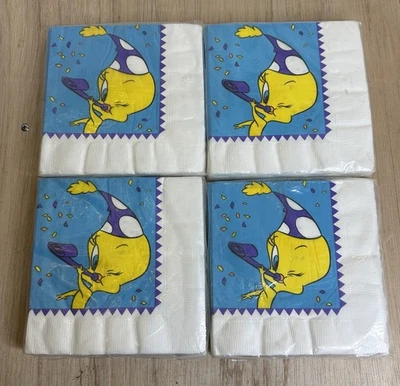 VTG LOONEY TUNES TWEETY BIRD BIRTHDAY NAPKINS 4 PACKS PARTY SUPPLIES NOS - Image 1 of 4