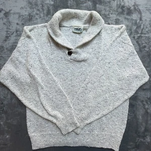 Vintage Northern Reflections Sweater Medium Cream Speckled Button Collar Earthy - Picture 1 of 5