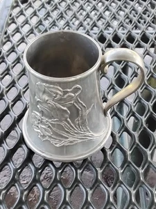 Antique RICESZINN ART NOUVEAU Beer mug Stein Floral Iris - Picture 1 of 8