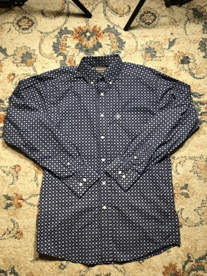 Ariat Shirt Mens Small Navy Blue Button Down Long Sleeve Western Geometric Print - Image 1 of 4