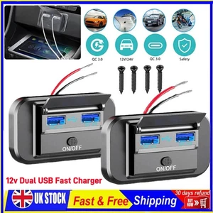 2x 12V Dual USB Schnell Ladegerät Steckdose für Campervan Wohnmobil Caravan - Bild 1 von 12