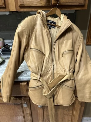 Vintage Butter Soft Leather  Motorcycle Jacket  Zippers Women's Belted  1970s S - Image 1 of 4