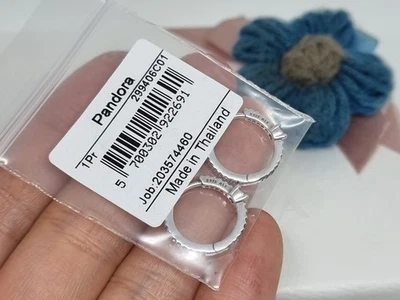 NEW BOXED Genuine Pandora Silver Sparkling Hoop Earrings 💕 S925 ALE   - Image 1 of 4