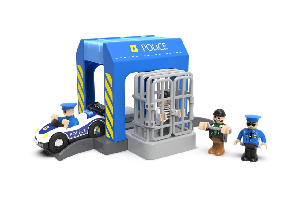 Wooden Train Police Station - Compatible All Major Tracks - Toy for Age 3+ - Image 1 of 4