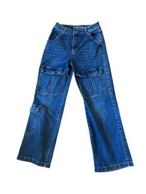 Jean elástico Michelle Ferrar para mujer talla 11 azul recto cargo Foto 1 de 4