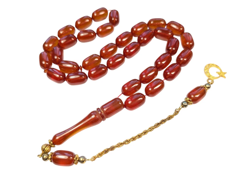 Vergoldete 925 Silber Quaste verziert Türkische Gebetsperlen, SIKMA Tesbih 977 - Bild 1 von 4