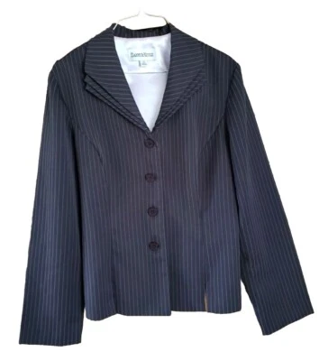 PRE-OWNED DANNY & NICOLE  2 PIECE  BLUE WITH PINK PINSTRIPE PANT  SUIT SIZE 14 - Image 1 of 4