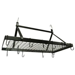 Range Kleen Pot Rack Rectangle Shape Ceiling Mount 12-Hooks 32 in. W x 18 in. D - Picture 1 of 4