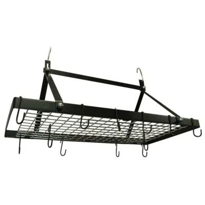 Range Kleen Pot Rack Rectangle Shape Ceiling Mount 12-Hooks 32 in. W x 18 in. D - Image 1 of 4