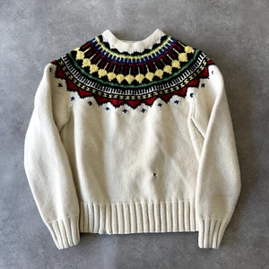 Polo Ralph Lauren Jumper Womens XL Lambs Wool Fair Isle Christmas Sweater, White - Picture 1 of 11