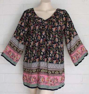 NWT Sacred Threads One Size East Indian Boho Hippie Flowing Rayon Tunic Top - Picture 1 of 6
