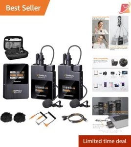 Wireless Lavalier Microphone Dual Transmitters 656ft Range Noise Cancellation... - Picture 1 of 11