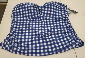 Top de Natación Tankini Crown And Ivy Azul Cuadros Guinga Correas Extraíbles Talla 3x ¡NUEVO! - Imagen 1 de 14
