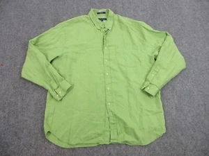 Alan Flusser Shirt Mens Adult Extra Large Green Linen Button Up Preppy Casual - Picture 1 of 9