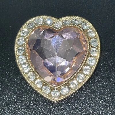 Broche Pin Corazón Monet Grande Facetado Cristal Rosa Pequeño Claro/Tono Dorado Foto 1 de 4