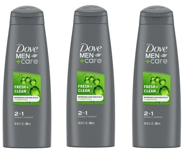 (3) Шампунь и кондиционер Dove Men+Care Fresh Clean 2 в 1 + ментол 12 унций каждый - Изображение 1 из 1