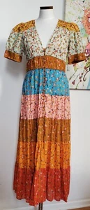 NWT Anthropologie Tiered & True Multicolor Floral Maxi Dress Size S (MSRP: $190) - Picture 1 of 20