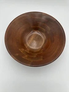 VINTAGE WOODEN SALAD BOWL VERMILLION WALNUT MCM 14" DIAMETER - Picture 1 of 4