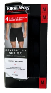 Kirkland Signature Men's Supima Cotton Boxer Briefs 3 Pack Black Medium - Picture 1 of 4