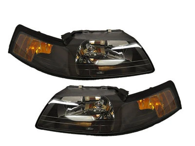 1999-2004 Ford Mustang GT, V6 & Cobra Headlights Headlamps Pair w/ Bulbs - Image 1 of 2