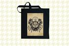 Printed Design Shopping Black Cotton Bag Tote Vintage Owl Gift UK 