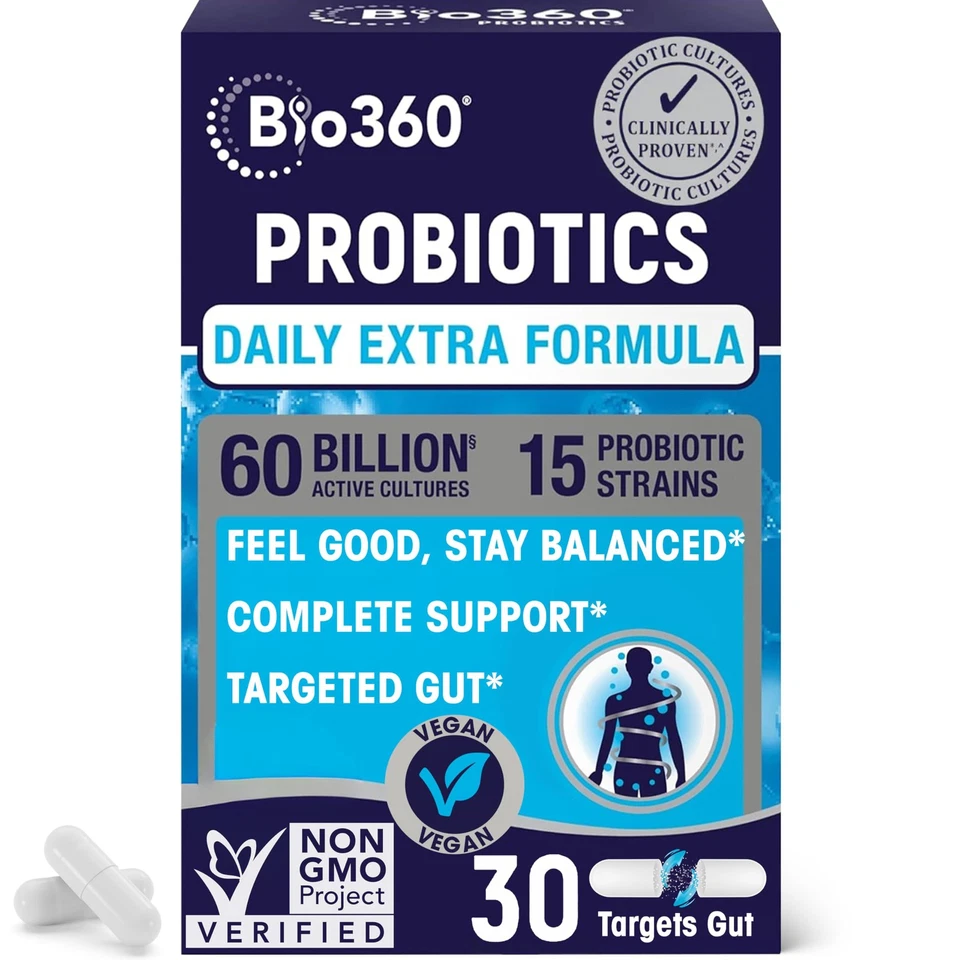 Bio360 Daily Extra Formula 60 Billion Probiotic Vegan Supplement 30 Capsules