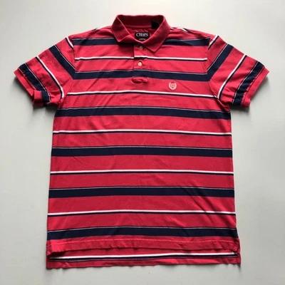 Vintage Chaps Polo Shirt Mens Large Red Stretch Stripes Preppy Y2K Textured - Image 1 of 4