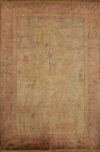 Pre-1900 Handmade Antique Hereke Vegetable Dye Rug Silk Turkish Carpet 4x6 - Picture 1 of 18