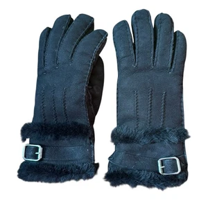 Guantes Overland Anís Piel de Oveja Negro Piel Puño Hebilla Detalle Mujer’s M Leer - Imagen 1 de 9