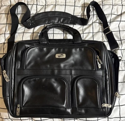 Кожаная сумка для ноутбука American Tourister Messenger черная портфель повреждение - Изображение 1 из 4