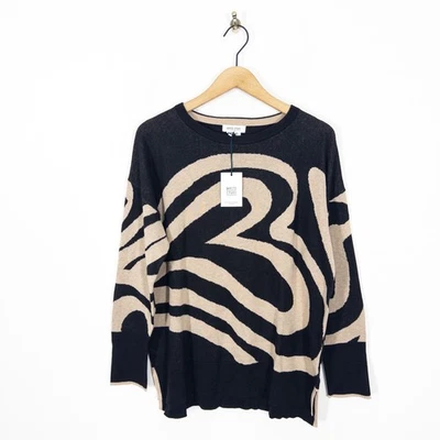 White Stuff Heart Olive Jumper Size 18 NEW Organic Cotton Blend Black Beige - Image 1 of 4