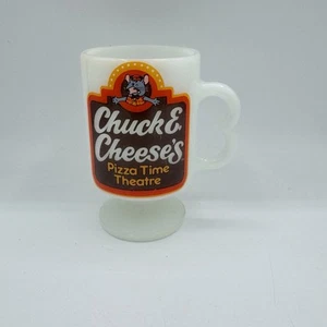 Vintage 1980’s Chuck E Cheese Milk Glass Coffee Mug With Double Finger Handle - Picture 1 of 3