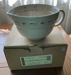 LONGABERGER MESSBECHER 3 TASSEN ELFENBEIN MIT ROTEN BLUMEN - Bild 1 von 6