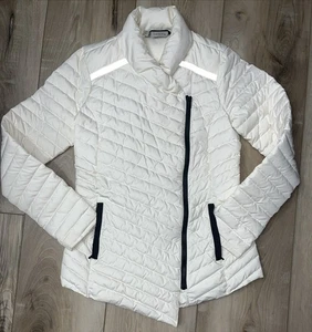 Athleta Womens Jacket Goose Down Puffer Quilted Asymmetrical Zip Ivory Size XS - Picture 1 of 11