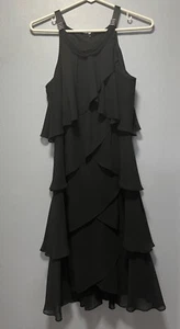 SLNY Black Layered Ruffled Cocktail Dress Women’s Size 6 - Picture 1 of 6
