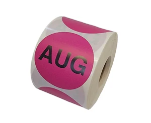Month - August Labels Inventory Months Adhesive Stickers 2" Round, 2 RLS 500 EA - Picture 1 of 5