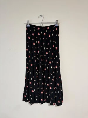 OASIS Floral Midi Pleated Small Skirt - Elastic Waist - Image 1 of 4