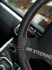 FOR HYUNDAI AMICA ATOZ TRUE LEATHER STEERING WHEEL COVER ORANGE DOUBLE STITCHING