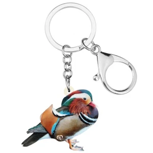 Acrylic Mandarin Duck Keychains Car Purse Key Ring Animals Jewelry Charms Gifts - Picture 1 of 5
