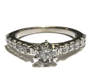 14k white gold 1.04ct round diamond engagement ring 2.7g ladies size 4.5 - Picture 1 of 7