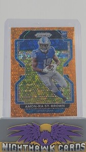 AMON-RA ST. BROWN 2021 Panini Prizm ORANGE DISCO HOLO RC Lions Rookie Card #358
