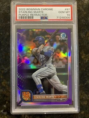 2022 Bowman Chrome STARLING MARTE Purple Refractor #97 PSA GEM MINT 10! 100/250 - Image 1 of 3