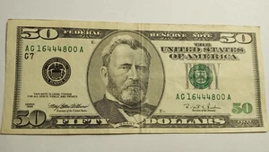 Series 1996 Chicago District 50 Dollar Bill (About Uncirculated) - Picture 1 of 2