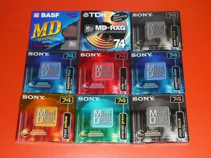 MINI DISC SONY 74 7 PIECES + TDK 74 +BASF 74 SEALED SOUS CELLO NEUF - Photo 1/2